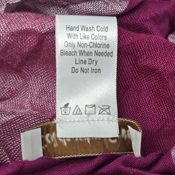 COLDWATER CREEK PINK PURPLE COLORBLOCK CRINKLE OVERSIZE SCARF SHAWL WOMEN OS - Picture 8 of 14